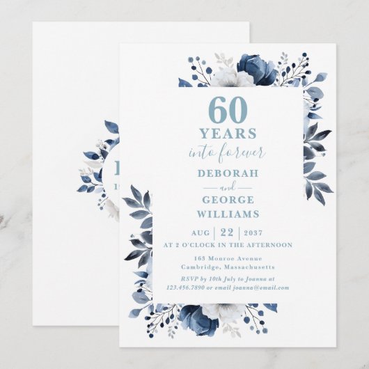 60e bruiloft Jubileum groen bloemenmonogram Kaart (Voorkant / Achterkant)