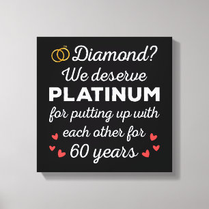 60e bruiloft Jubileum I - Diamond Funny Couple Canvas Afdruk