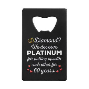 60e bruiloft Jubileum I - Diamond Funny Couple Creditkaart Flessenopener