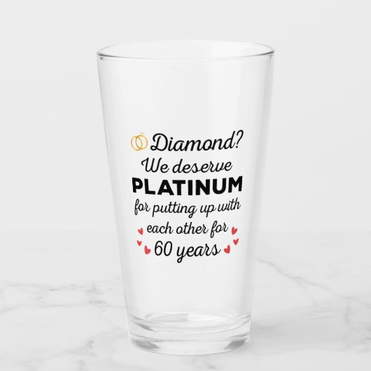60e bruiloft Jubileum I - Diamond Funny Couple Glas (Voorkant)