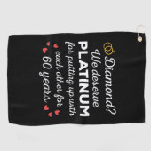 60e bruiloft Jubileum I - Diamond Funny Couple Golfhanddoek (Horizontaal)