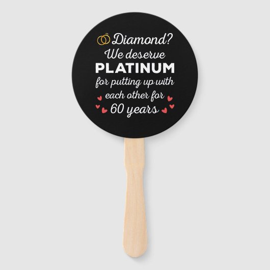 60e bruiloft Jubileum I - Diamond Funny Couple Handwaaier (Achterkant)