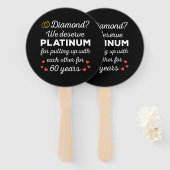 60e bruiloft Jubileum I - Diamond Funny Couple Handwaaier (Voorkant en achterkant)