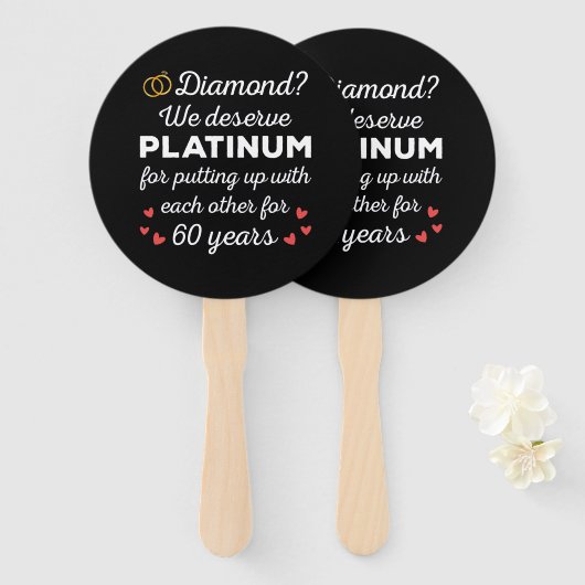 60e bruiloft Jubileum I - Diamond Funny Couple Handwaaier (Voorkant en achterkant)