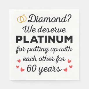 60e bruiloft Jubileum I - Diamond Funny Couple Servet