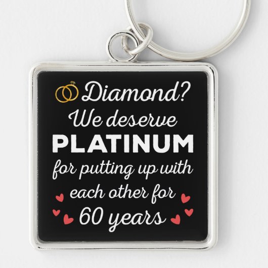 60e bruiloft Jubileum I - Diamond Funny Couple Sleutelhanger (Voorkant)