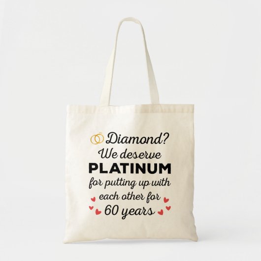 60e bruiloft Jubileum I - Diamond Funny Couple Tote Bag (Voorkant)