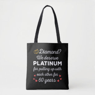 60e bruiloft Jubileum I - Diamond Funny Couple Tote Bag