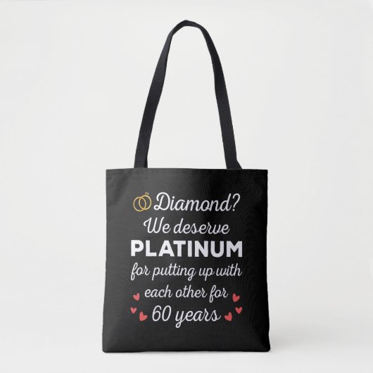 60e bruiloft Jubileum I - Diamond Funny Couple Tote Bag (Voorkant)