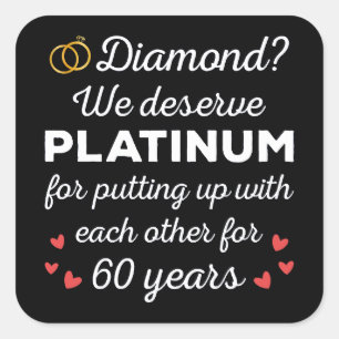 60e bruiloft Jubileum I - Diamond Funny Couple Vierkante Sticker