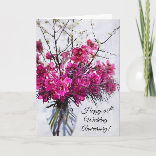 60e bruiloft Jubileum Kaart Orchidee, de 60-jaar (Voorkant)