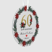 60e bruiloft Jubileum kerstcadeaus Ornament (voorkant)
