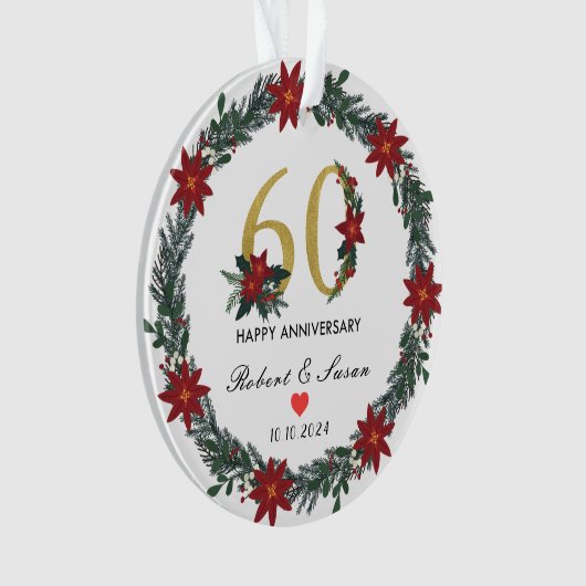60e bruiloft Jubileum kerstcadeaus Ornament (voorkant)