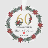 60e bruiloft Jubileum kerstcadeaus Ornament (voorkant)