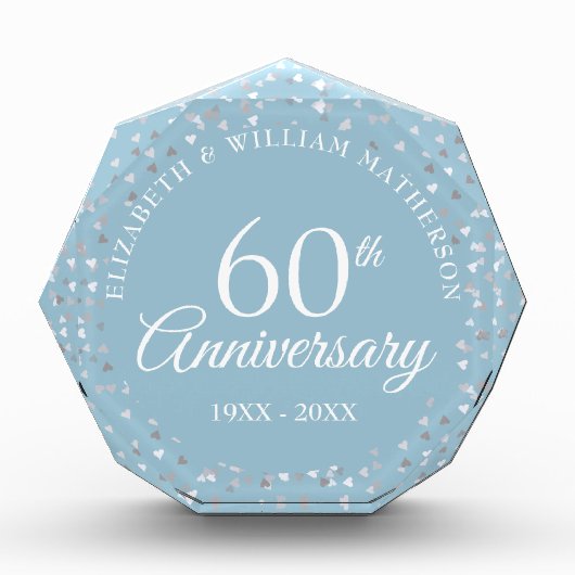 60e bruiloft Jubileum Liefde Harten Confetti Fotoblokken (Voorkant)