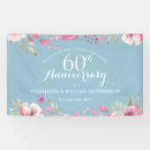 60e bruiloft Jubileum Rozen Bloemen Welkom Spandoek (Horizontaal)