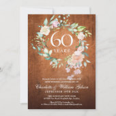 60e bruiloft Jubileum rustieke houten Rozen Garlan Kaart (Voorkant)
