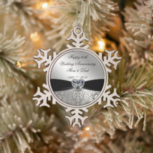 60e bruiloft Jubileum Snowflake Ornament