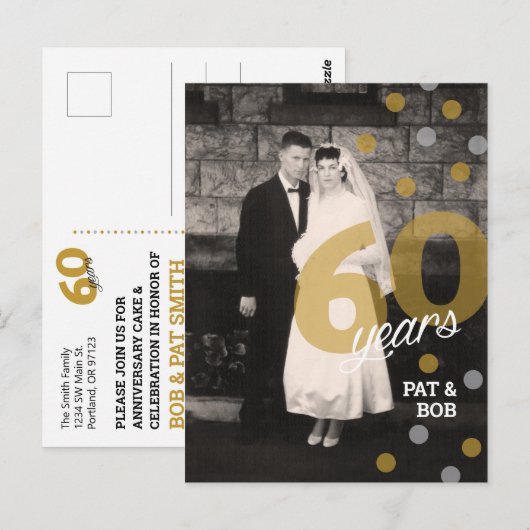 60e bruiloft Jubileum Uitnodiging Briefkaart (Voorkant / Achterkant)