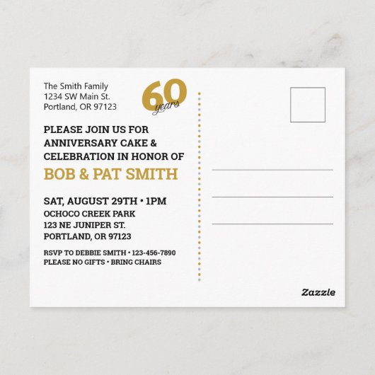 60e bruiloft Jubileum Uitnodiging Briefkaart (Achterkant)