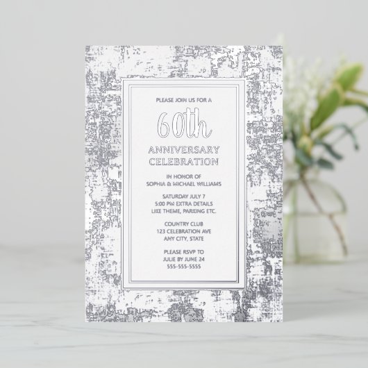 60e bruiloft Jubileum uitnodiging diamant (Staand Voorkant)