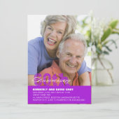 60e bruiloft Jubileum uitnodiging in Paarse (Staand voorkant)