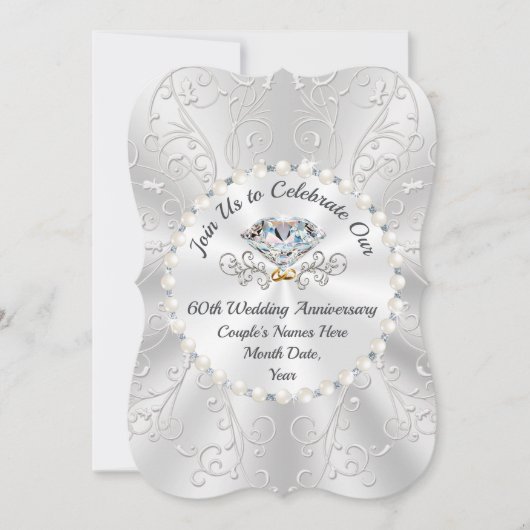 60e bruiloft Jubileum Uitnodiging Kaarten (Voorkant)