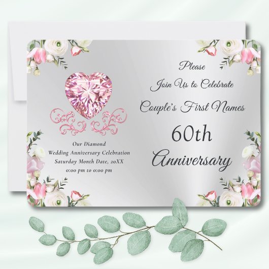 60e bruiloft Jubileum Uitnodiging Kaarten