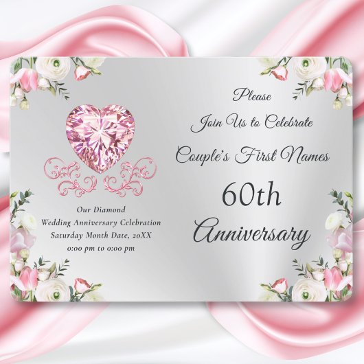 60e bruiloft Jubileum Uitnodiging Kaarten