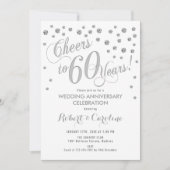 60e bruiloft Jubileum Uitnodiging - Silver White (Voorkant)