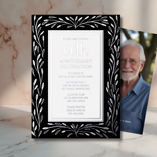 60e bruiloft Jubileum Uitnodigingen Zwart