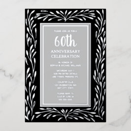 60e bruiloft Jubileum Uitnodigingen Zwart Grijs