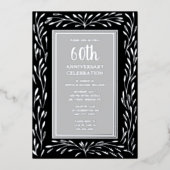 60e bruiloft Jubileum Uitnodigingen Zwart Grijs (Voorkant)