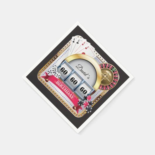 60e casino Poker-speelkaart Birthday Napkins Servet (Hoek)