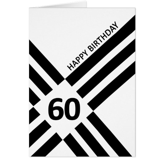 60e diagonaal ontwerp zwarte lijn Birthday (Voorkant)