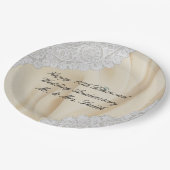 60e Diamant Bruiloft Jubileum Faux Satijn + Kant Papieren Bordje (Gekanteld)