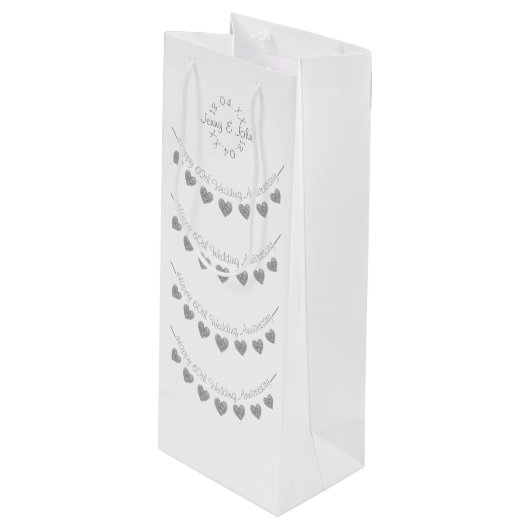60e diamant Bruiloft Jubileum wijngeschenkzak Wijn Cadeautas (Voorkant Gekanteld)