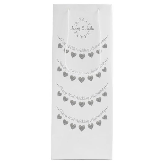 60e diamant Bruiloft Jubileum wijngeschenkzak Wijn Cadeautas (Voorkant)