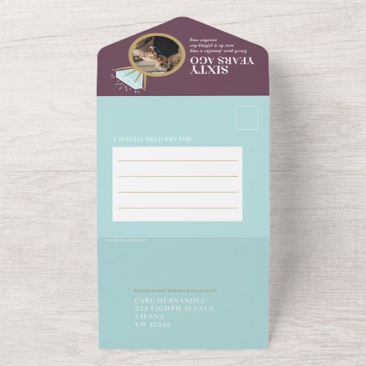 60e Diamanten bruiloft diner RSVP foto All In One Uitnodiging (Buitenkant)