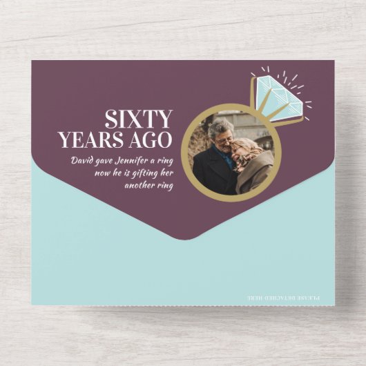 60e Diamanten bruiloft diner RSVP foto All In One Uitnodiging (Achterkant)