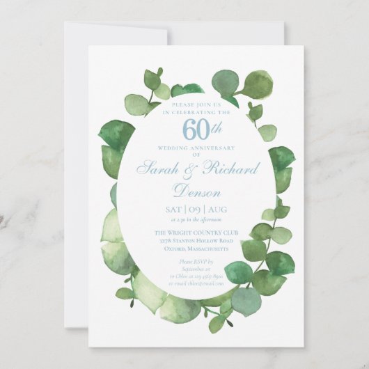 60e diamanten bruiloft Eucalyptus Kaart (Voorkant)