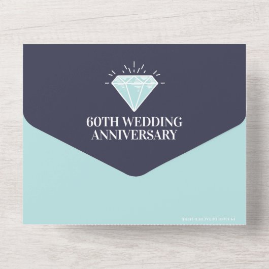 60e diamanten bruiloft feest gemstone all in one uitnodiging (Achterkant)