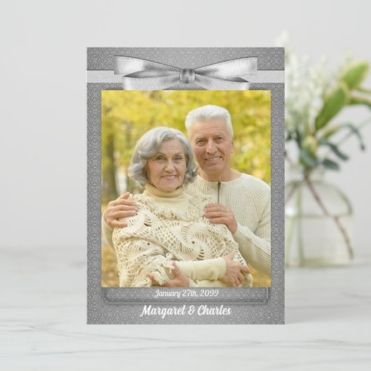 60e diamanten bruiloft foto feestje kaart (Staand voorkant)