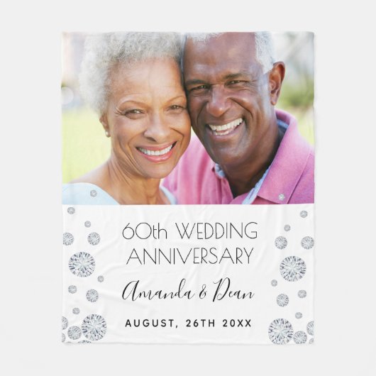 60e diamanten bruiloft foto fleece deken (Voorkant)