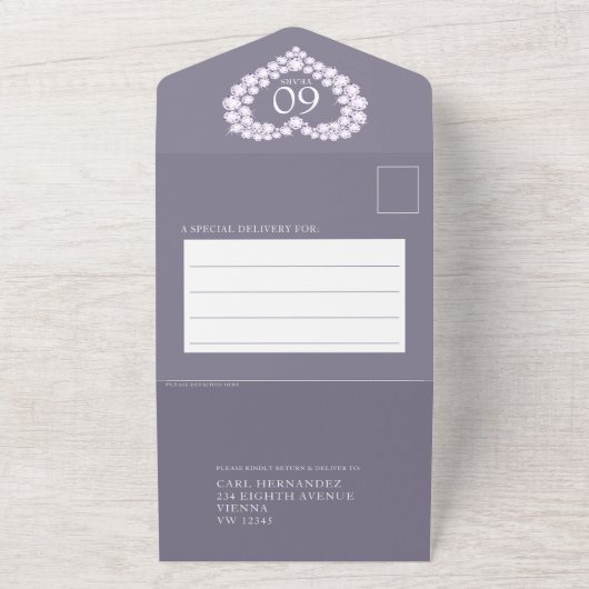 60e diamanten bruiloft foto grijs, helemaal in all in one uitnodiging (Buitenkant)