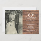 60e Diamanten Bruiloft Foto Rustic Hout Kaart (Voorkant)