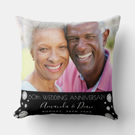 60e diamanten bruiloft foto zwart kussen (Voorkant)