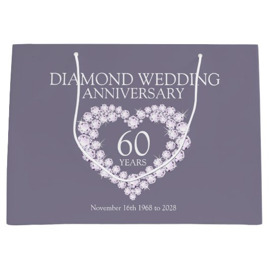 60e diamanten bruiloft fotocadeau tas voor bruilof large cadeautasje (Voorkant)