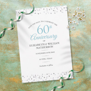 60e diamanten bruiloft harten confetti save the date