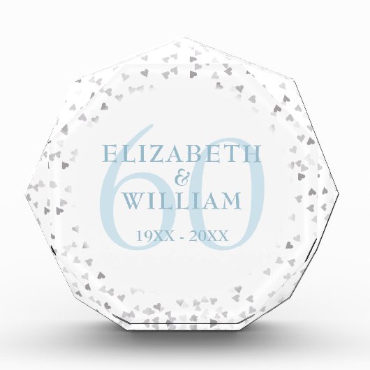 60e Diamanten Bruiloft Hartjes Confetti Fotoblokken (Voorkant)